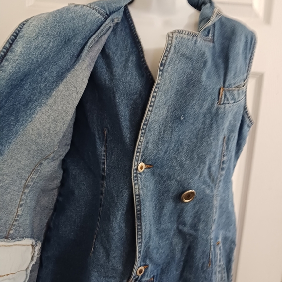 Denim Romper Skort Sleeveless Pockets Size 9/10 Med 80s READ - Picture 8 of 12